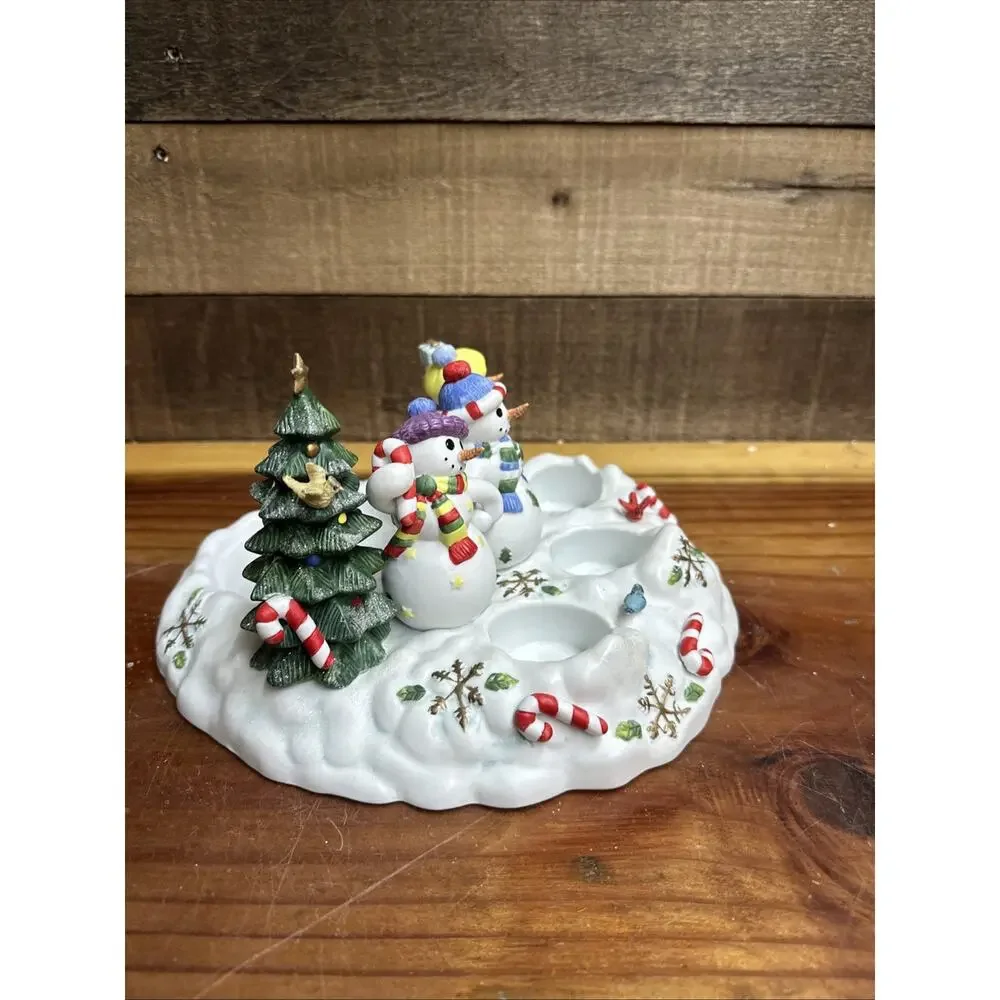 PartyLite Snowman Candle Holder 3 Snowbell Tealight Christmas Holiday In Box - Picture 3 of 6